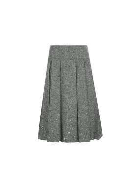 Pleated A-line Skirt in Wool