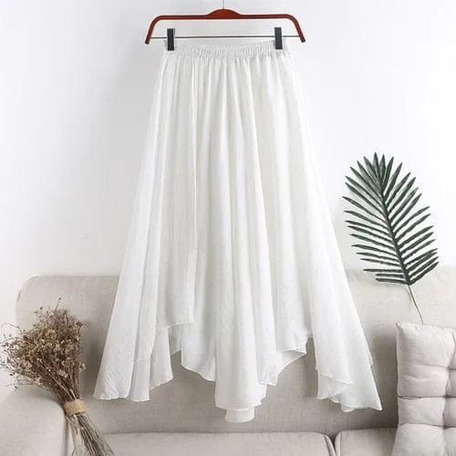 Pleated Asymmetrical Midi Skirt