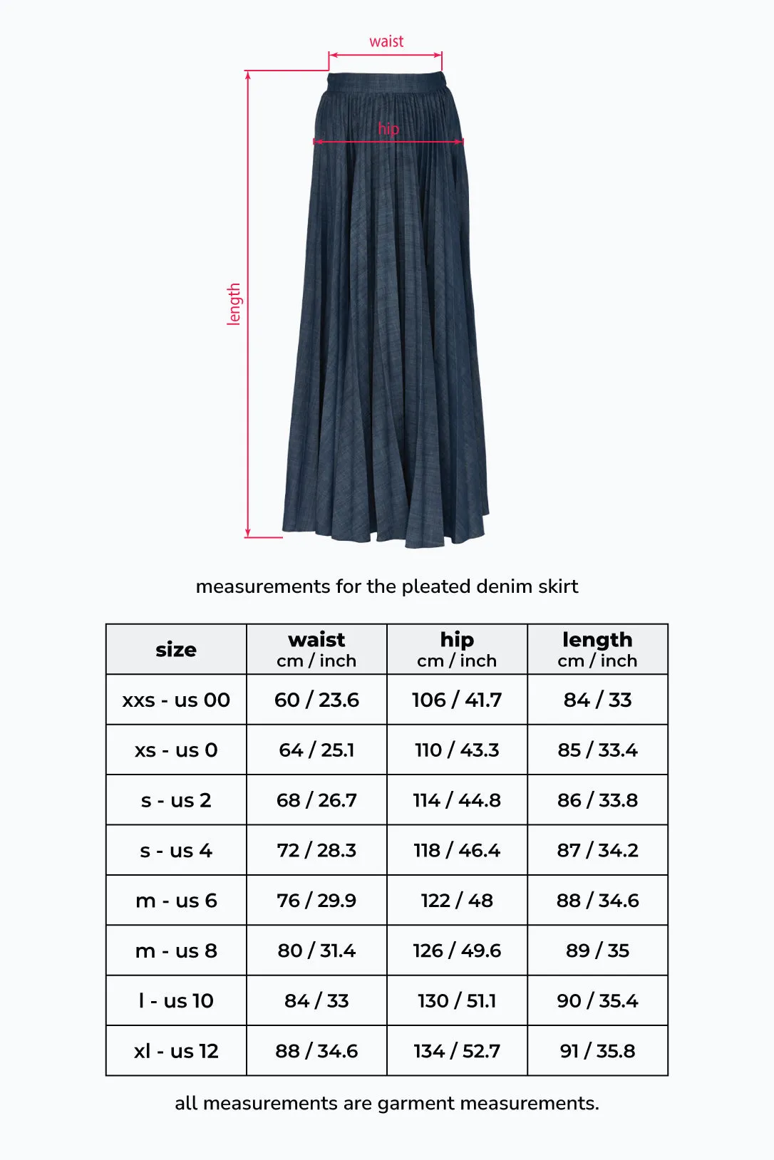 Pleated denim skirt