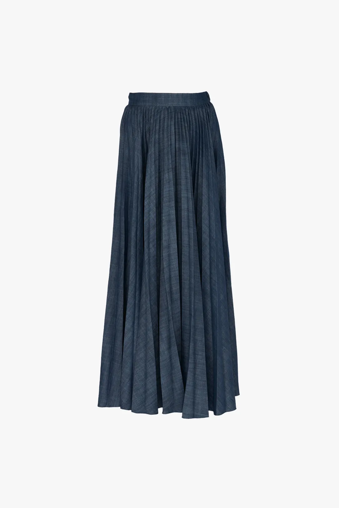 Pleated denim skirt