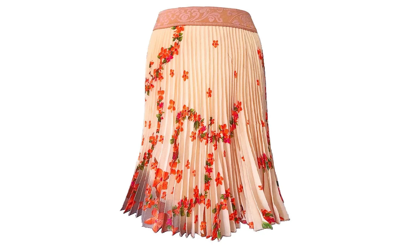 Pleated Flowy Knee Length Skirt