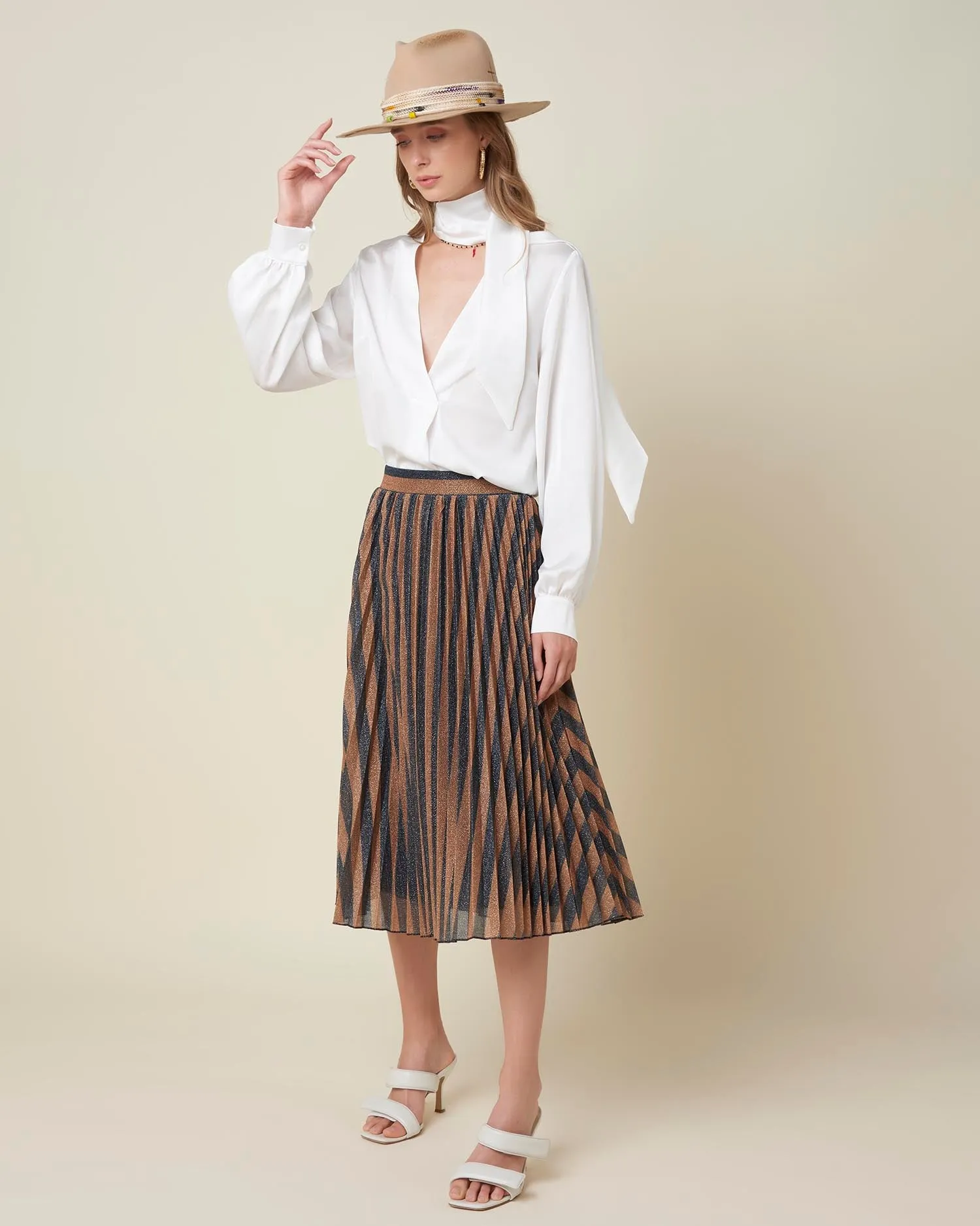 Pleated skirt in lame'