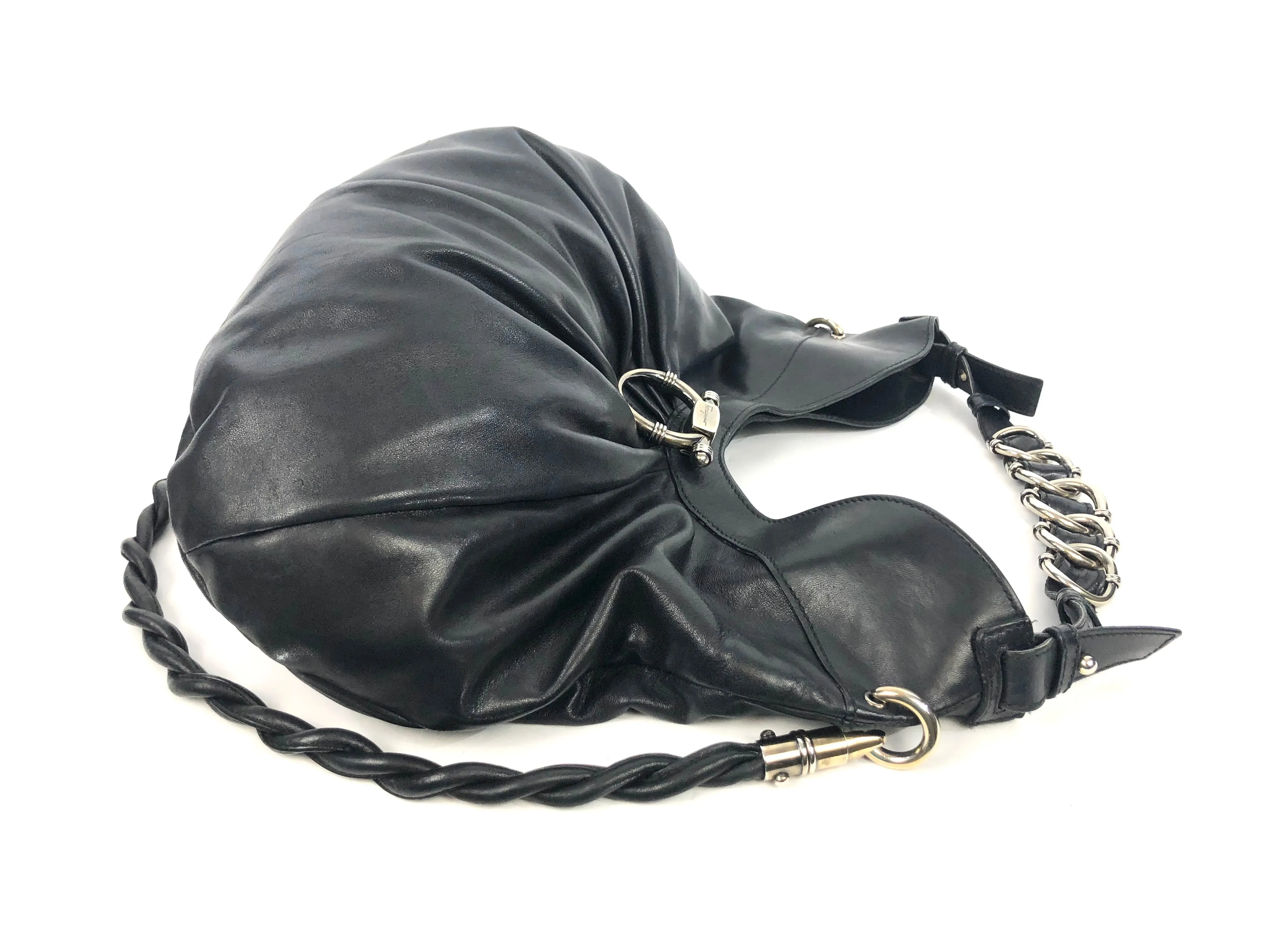 Pleated Soft Leather Convertible Bag - Handbag/Shoulderbag