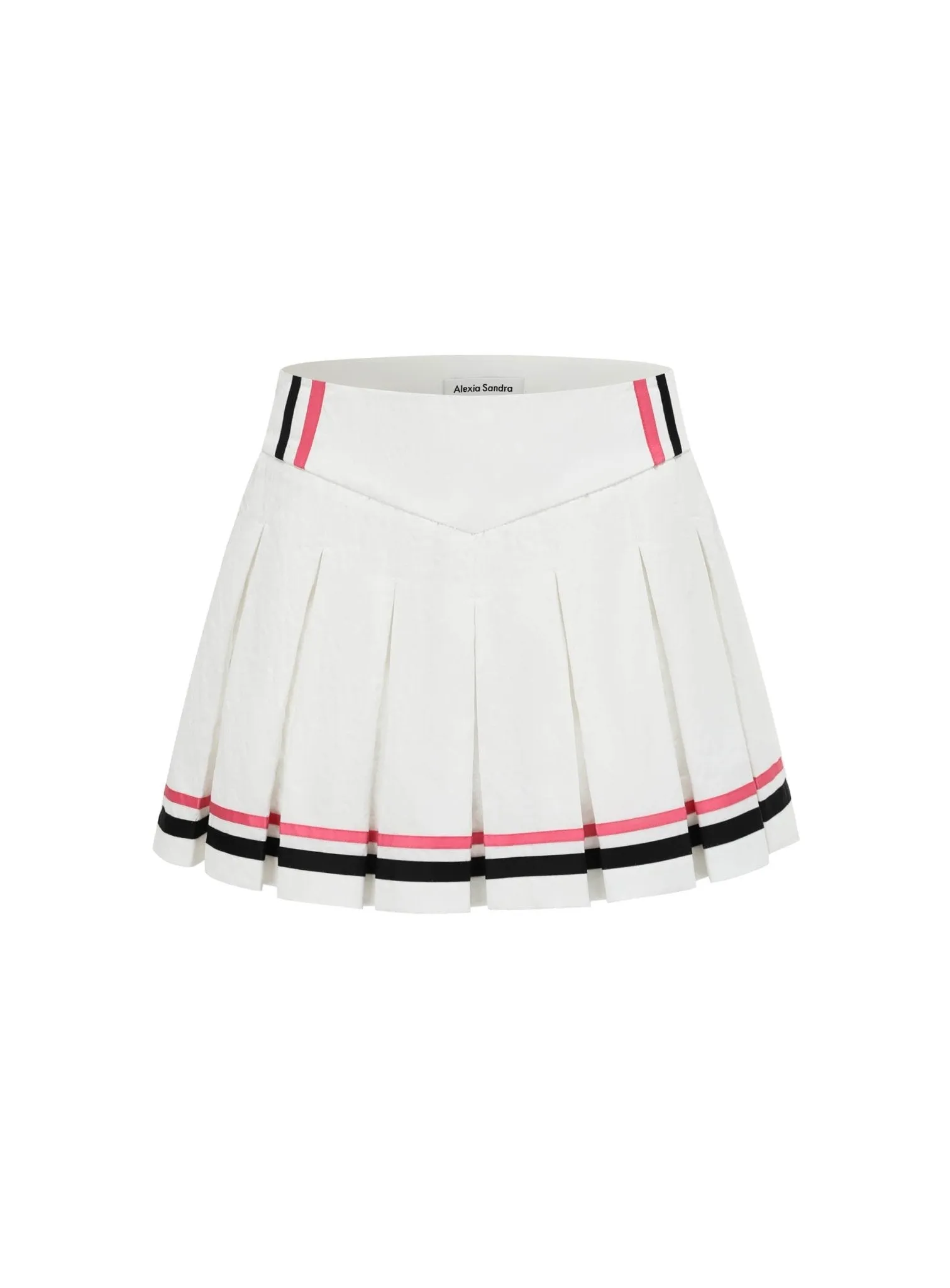 Pleated Track Mini Skirt in White