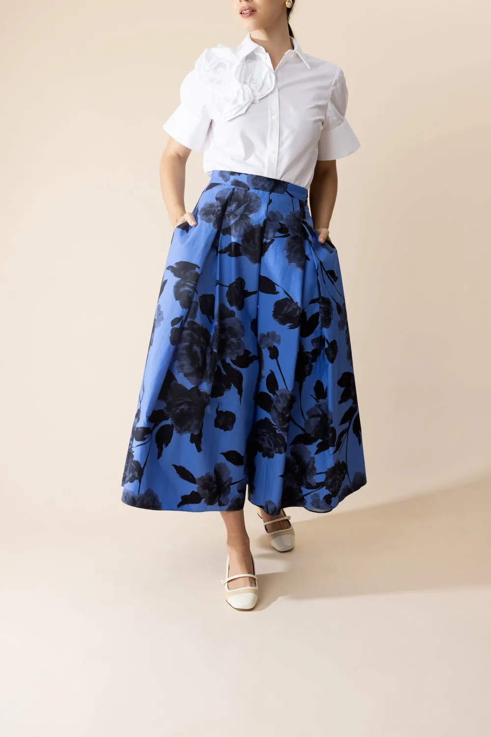 Pleated Volume Midi Skirt