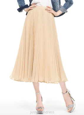 Pleated With A-Line/Princess Cocktail Chelsea Skirt Chiffon Tea-Length Cocktail Dresses