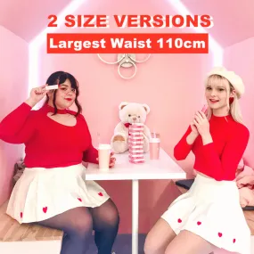 [Plus size] Kawaii aesthetic heart embroidery A-line pleated skirt