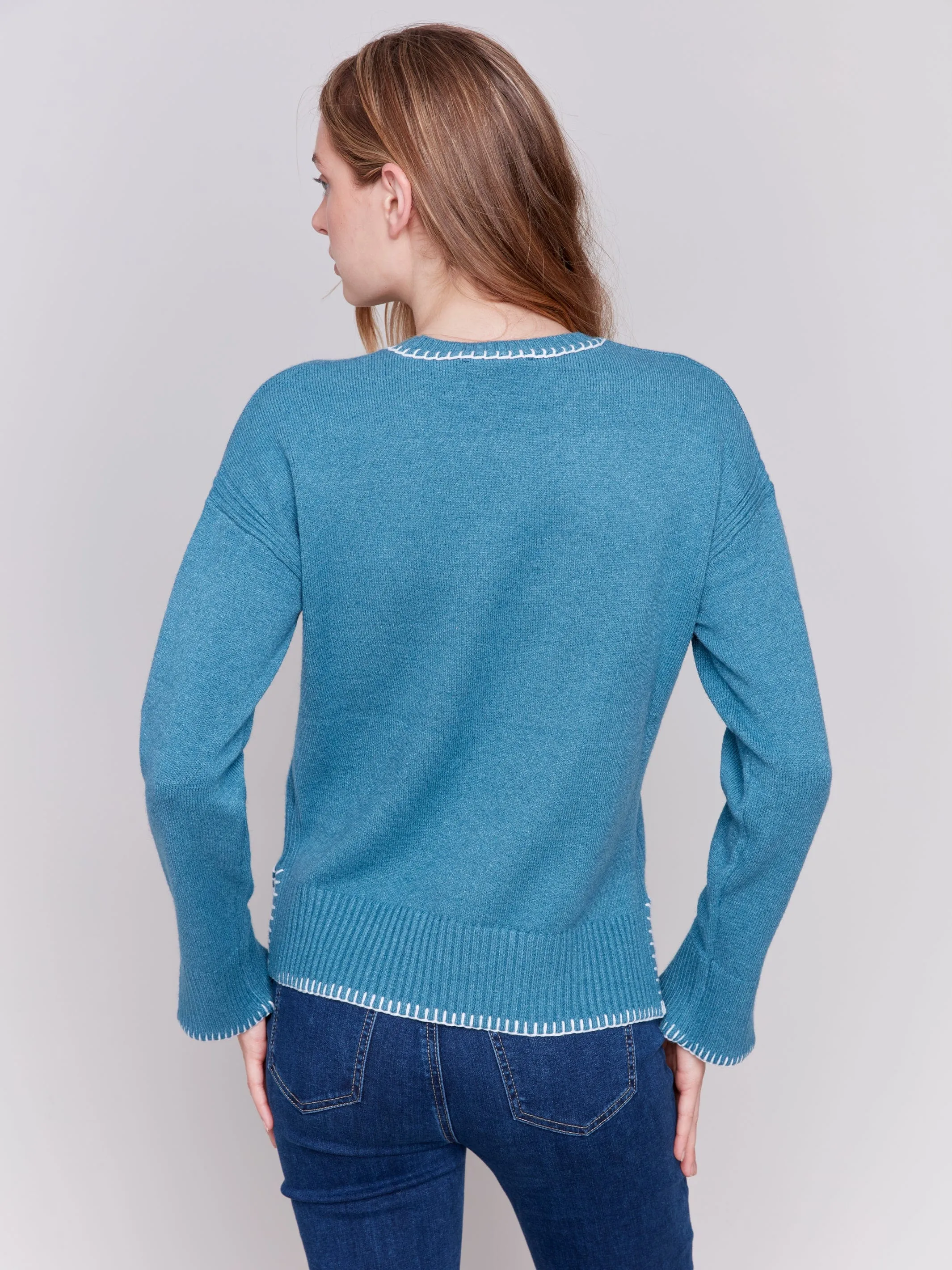 Plushy Crew Neck with Whipstitch Detail