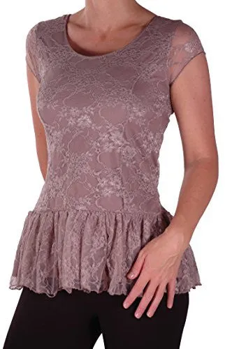 Poppy Lined Short Sleeve Lace Tops