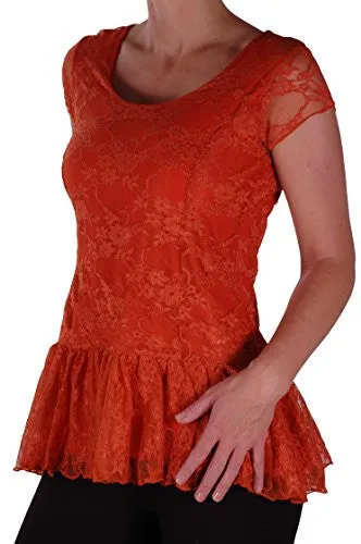 Poppy Lined Short Sleeve Lace Tops