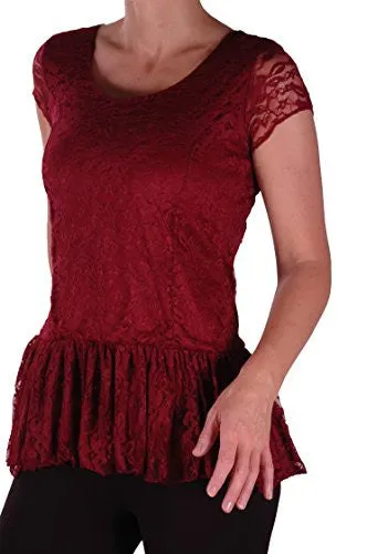 Poppy Lined Short Sleeve Lace Tops