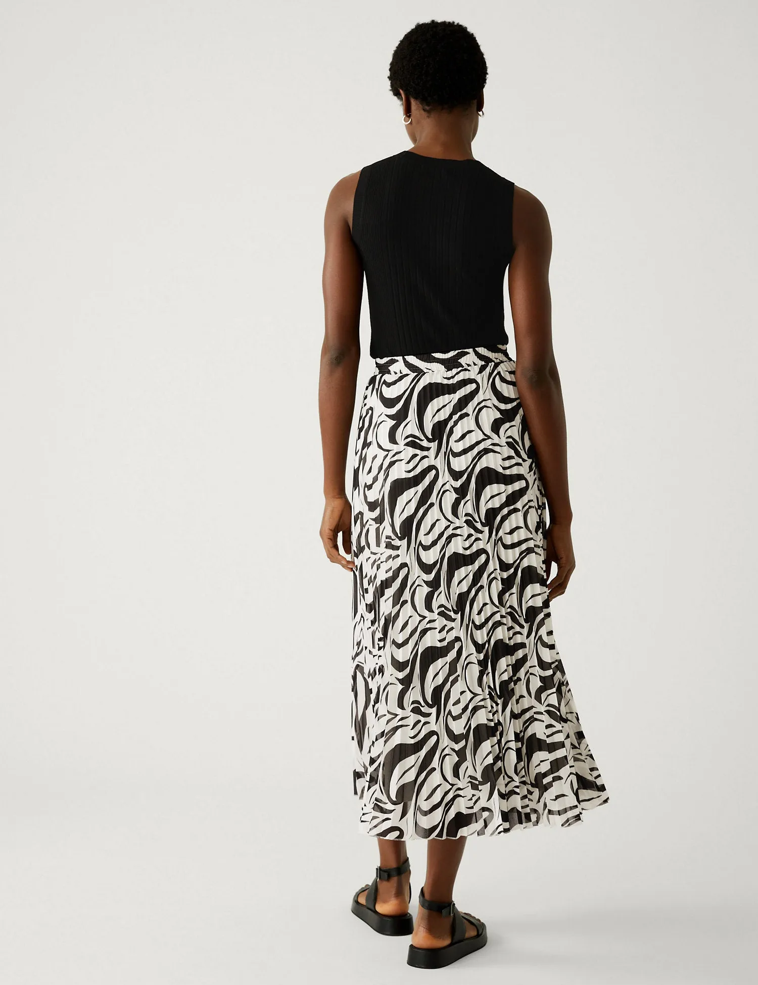 Printed Pleated Midaxi Skirt