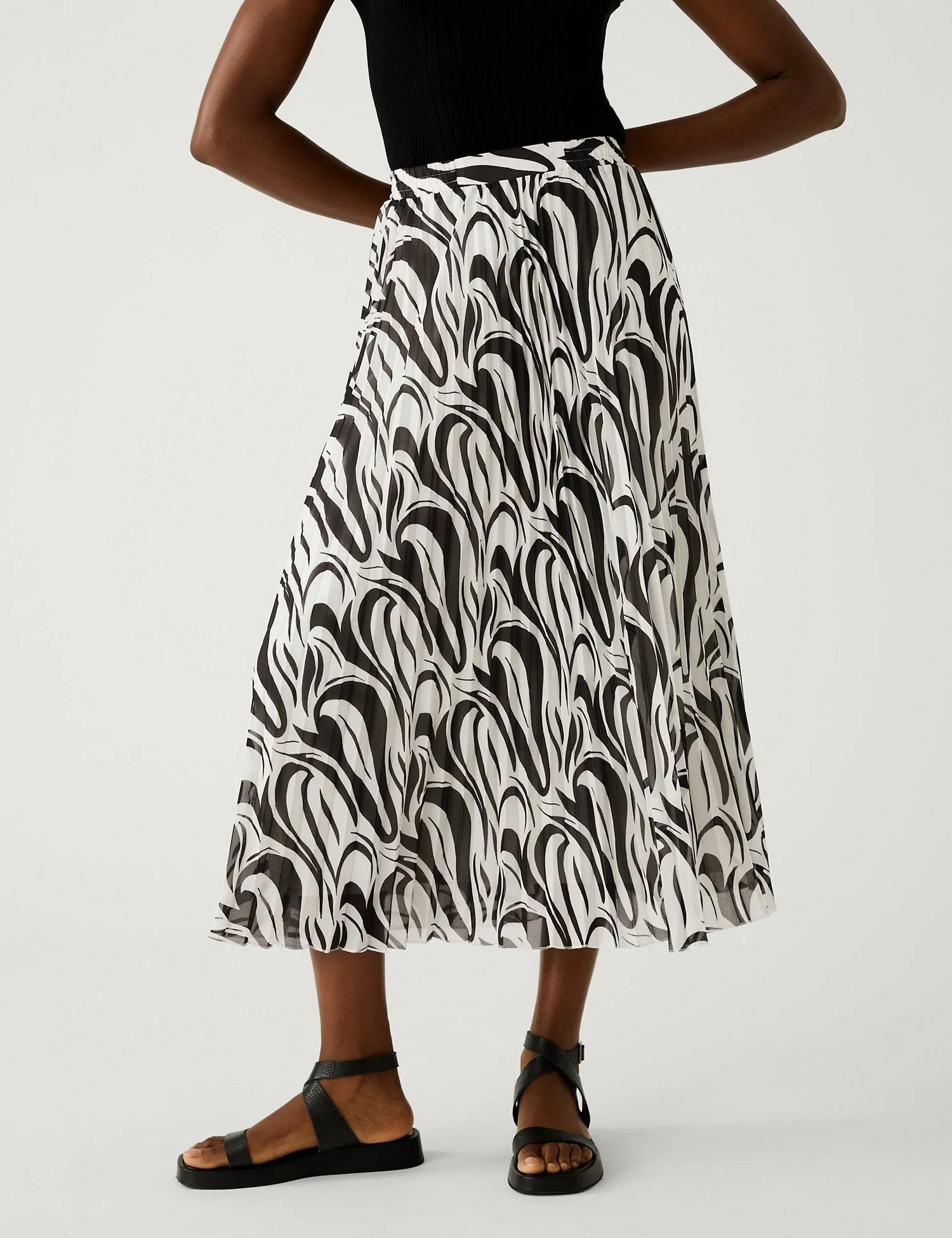 Printed Pleated Midaxi Skirt