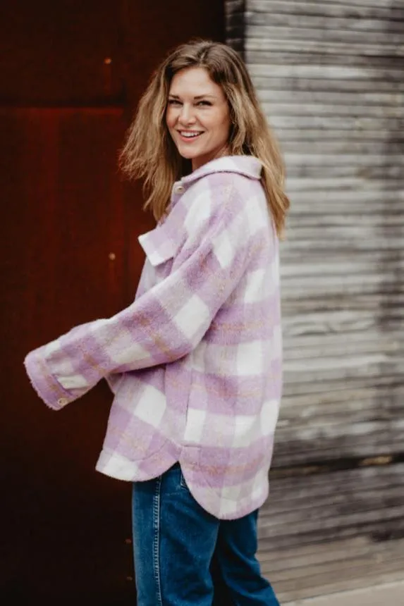 Purple Plaid Checker Shacket