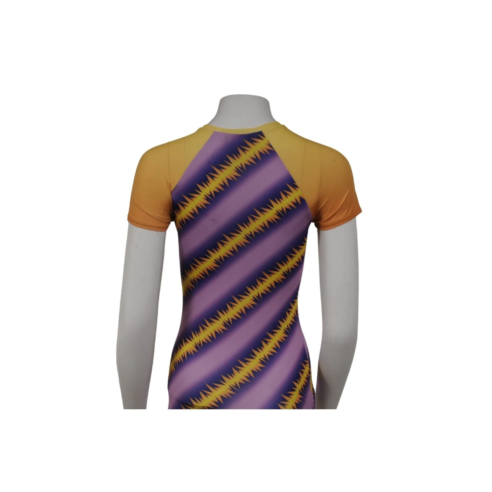 Purple Yellow Slinky Baseball Dress Medium Poly Stretch