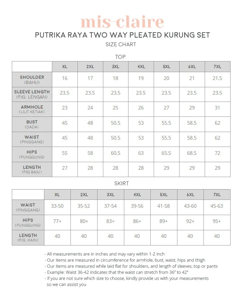 Putrika Raya Two Way Pleated Kurung Set - White Prints