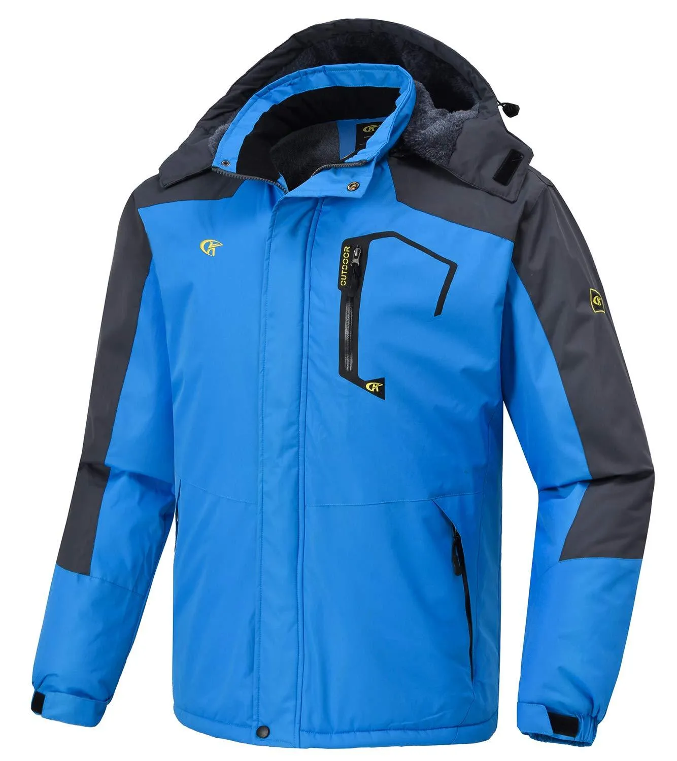 QPNGRP Mens Waterproof Fleece Ski Jacket Windproof Winter Snow Coat