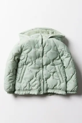 Quilted Hooded Jacket Green