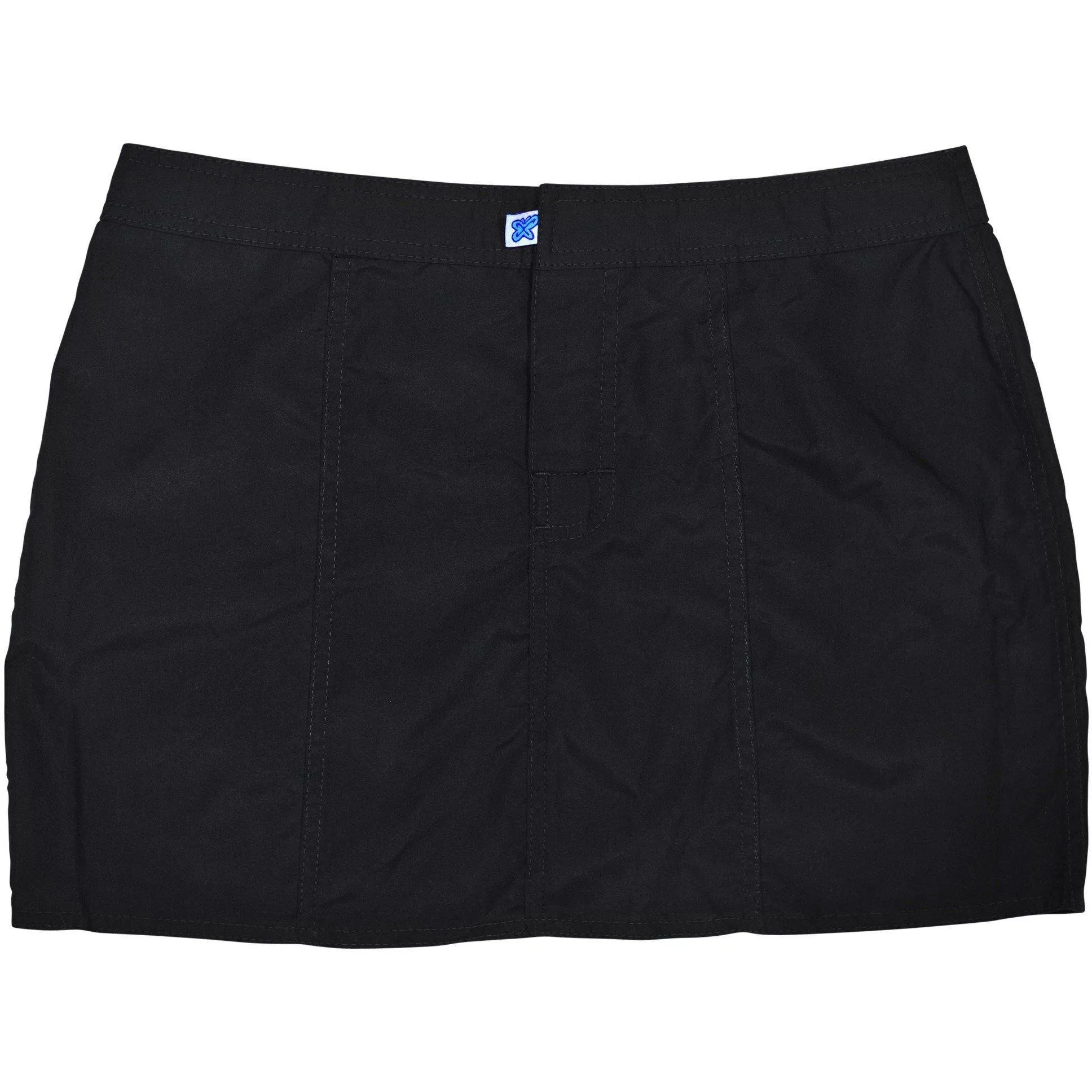 "A Solid Color" Hipster Style Board Skirt (Black Black Stitching)