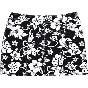 "Pure Hibiscus" Hipster Board Skirt (Black)