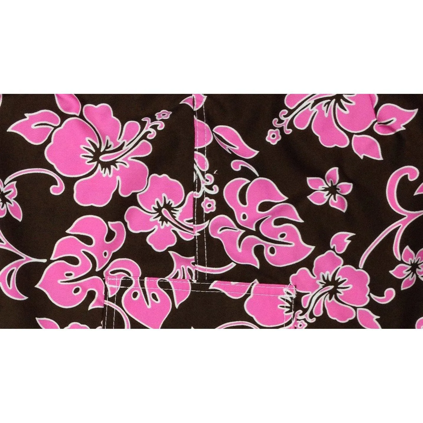 "Pure Hibiscus" Hipster Board Skirt (Brown Pink)