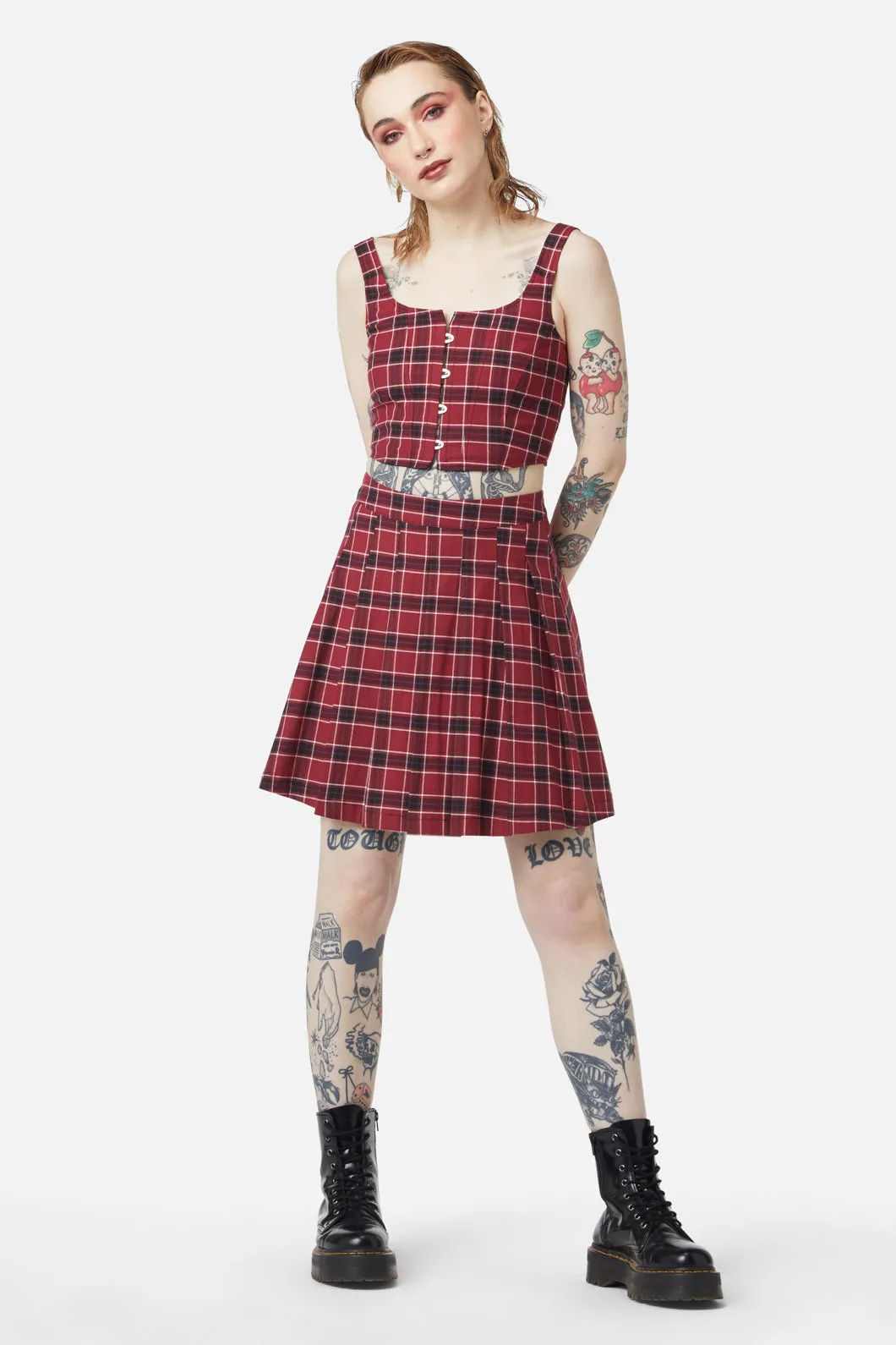 Revenge Tartan Pleated Skirt