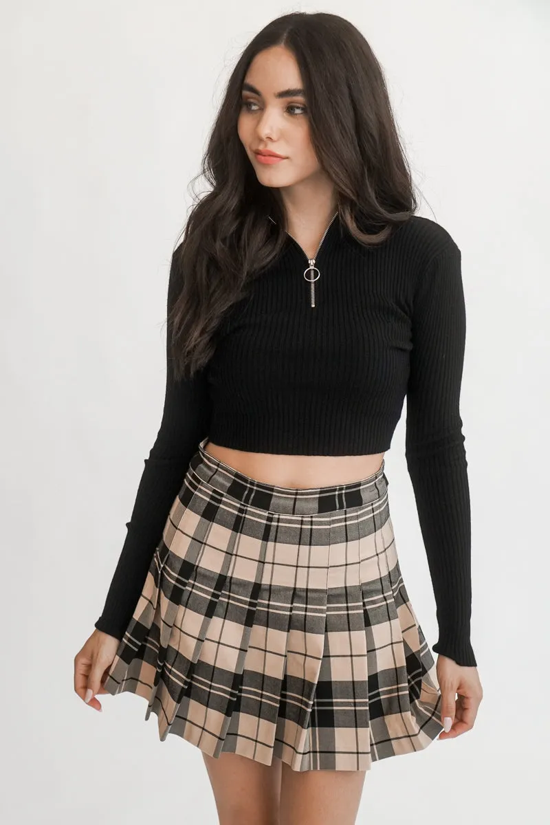 Roxy Pleated Plaid Skirt