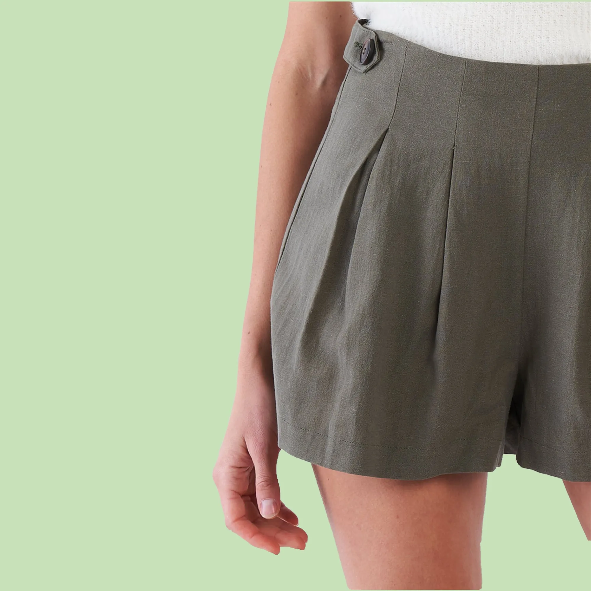 Sammie Cotton/Linen Blend Pleated Skorts