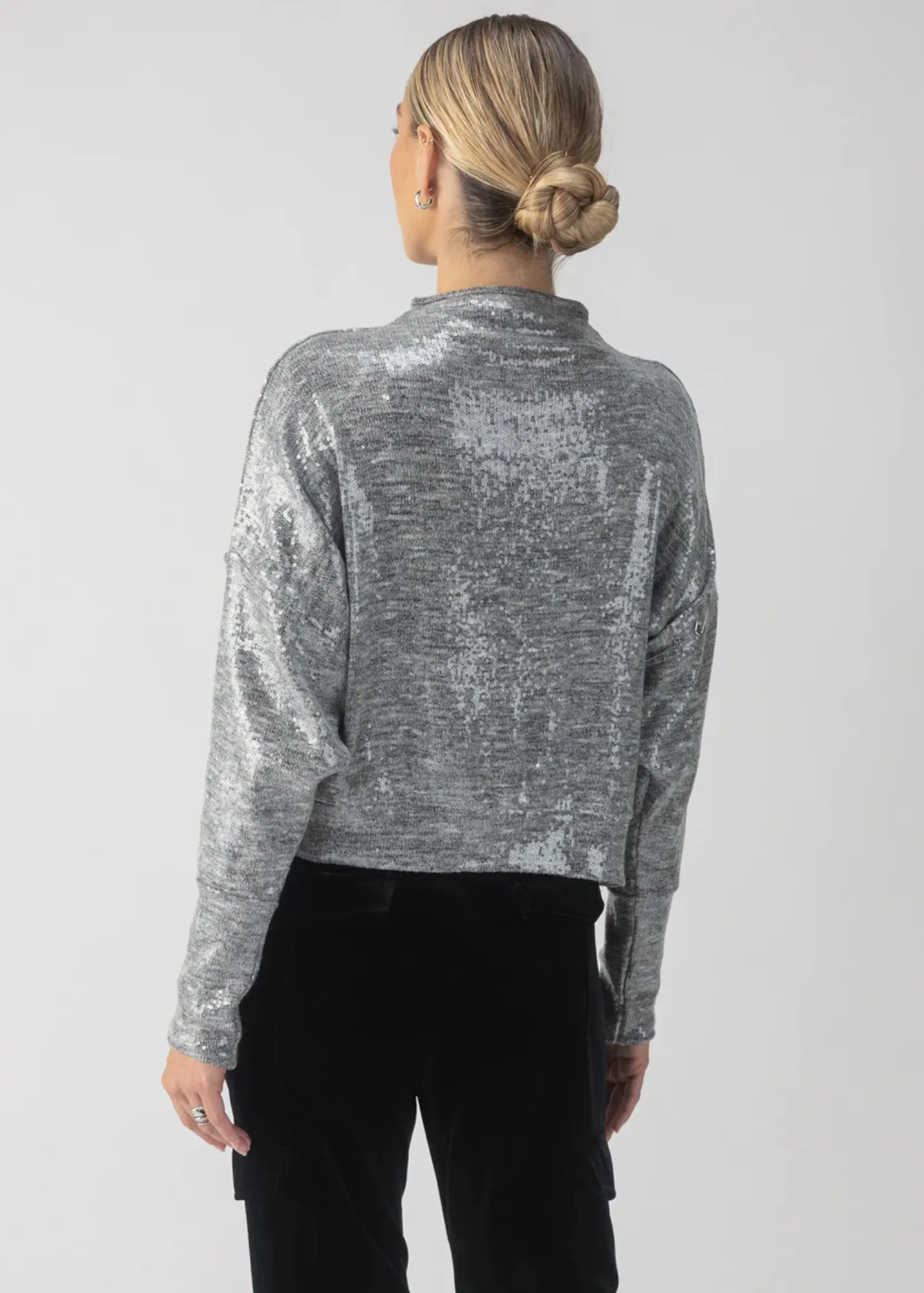 Sanctuary Clothing Sequin Funnel Neck Top