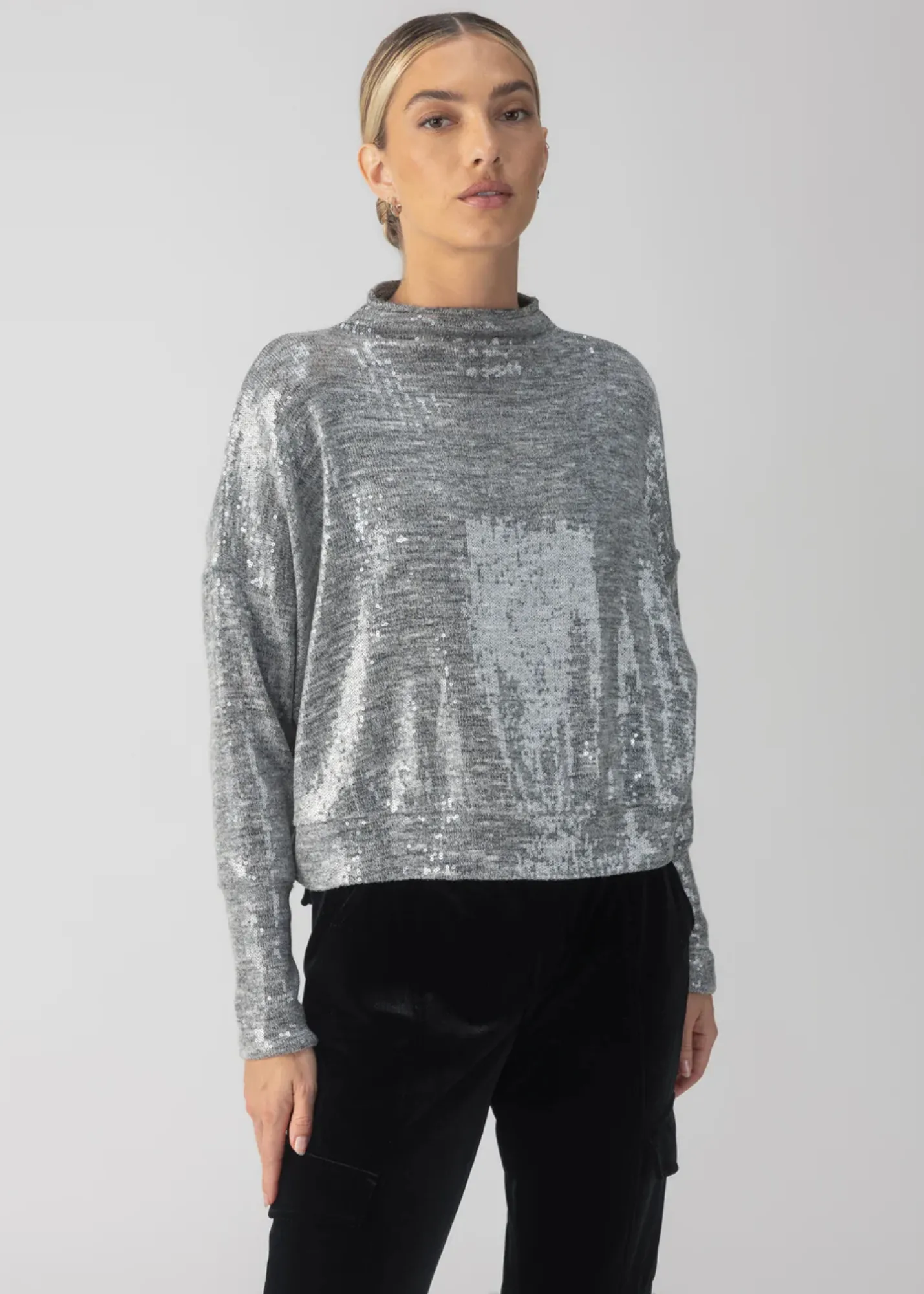 Sanctuary Clothing Sequin Funnel Neck Top