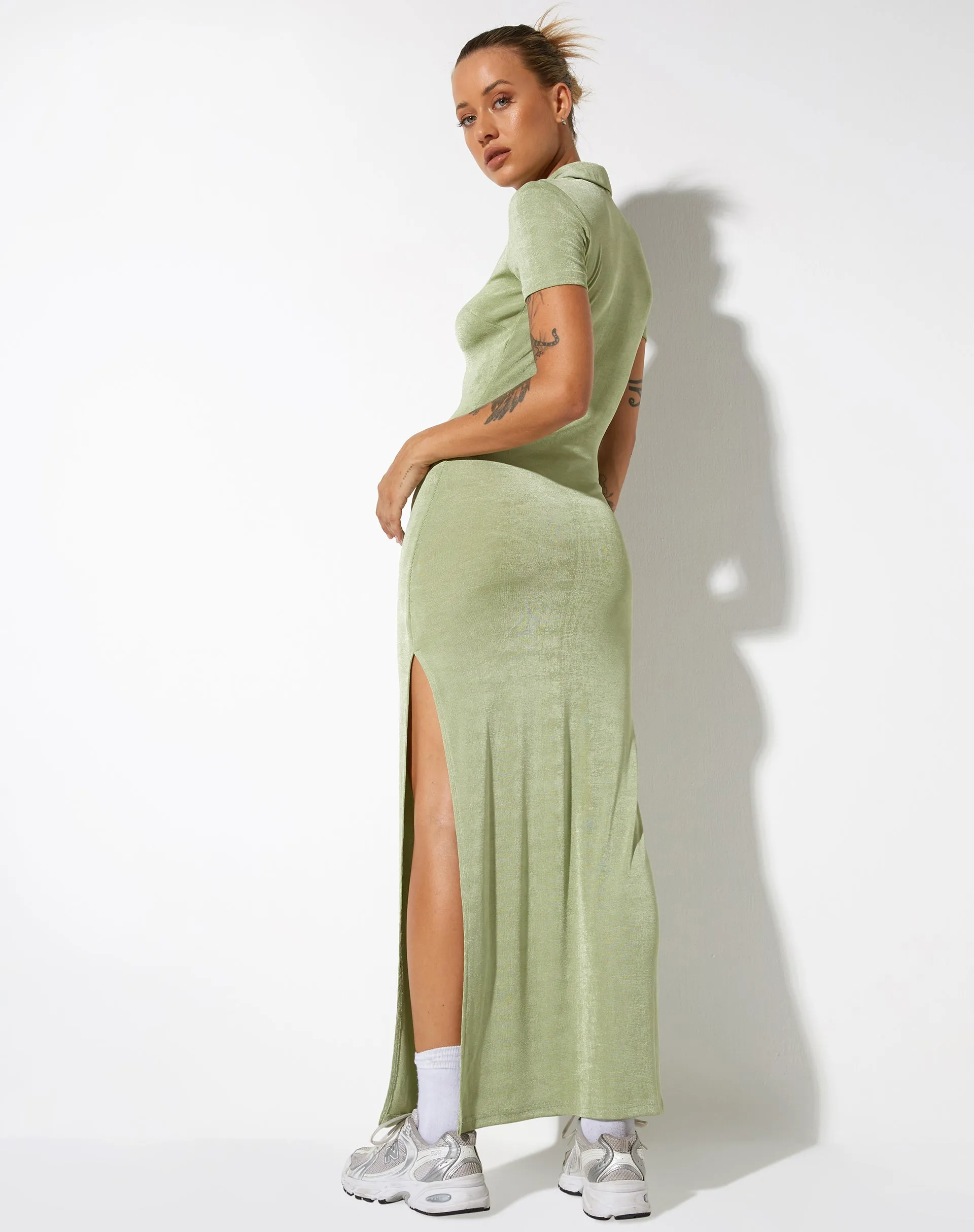 Savita Maxi Dress in Crepe Seafoam Green