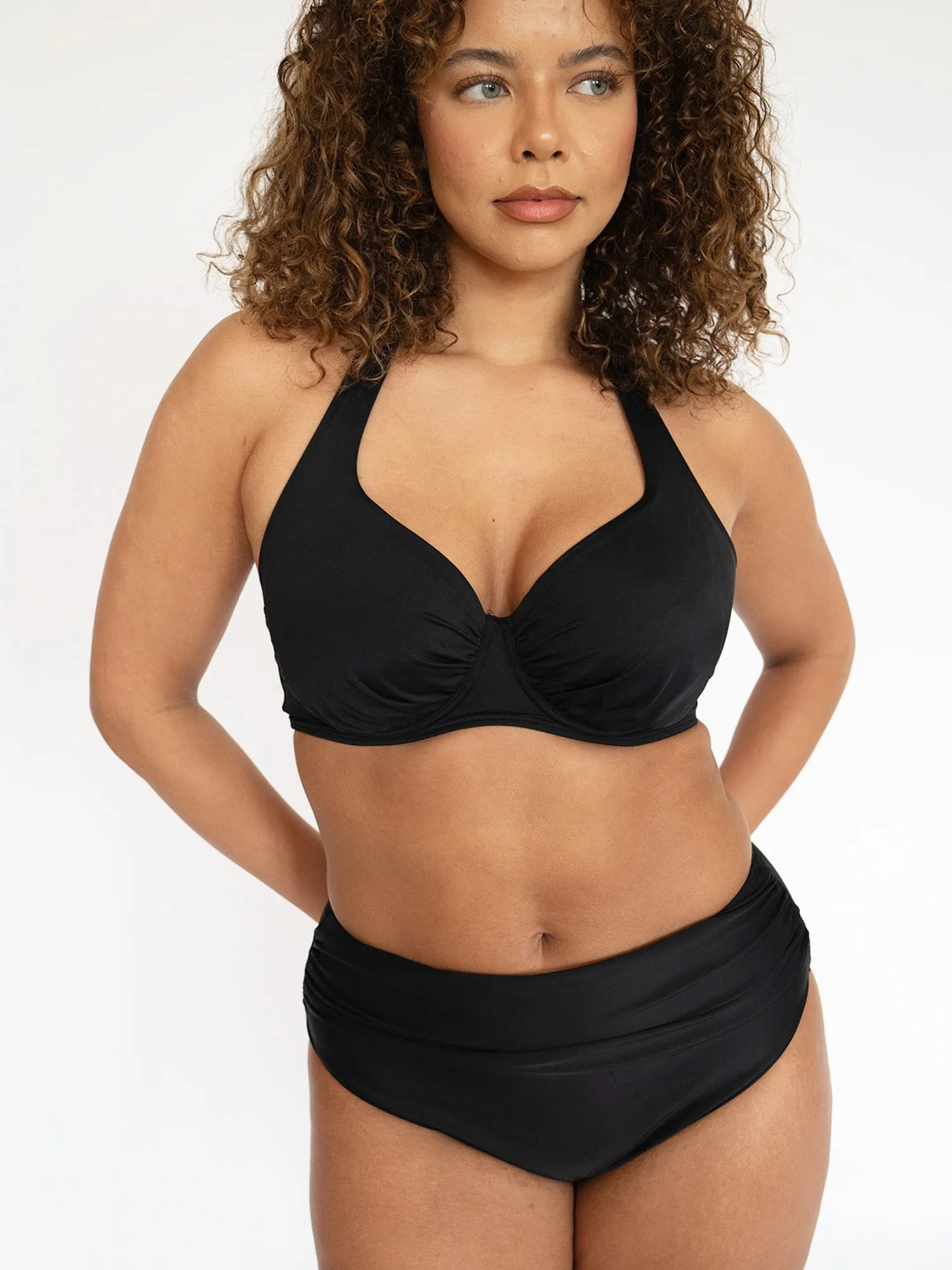 SECRET SUPPORT DD  Halter Neck Bikini Top Black