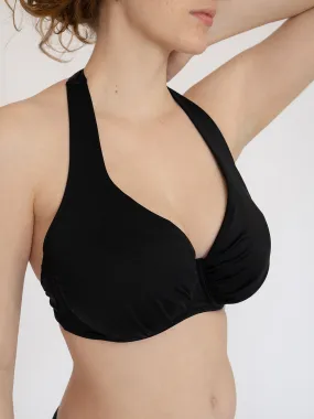 SECRET SUPPORT DD  Halter Neck Bikini Top Black