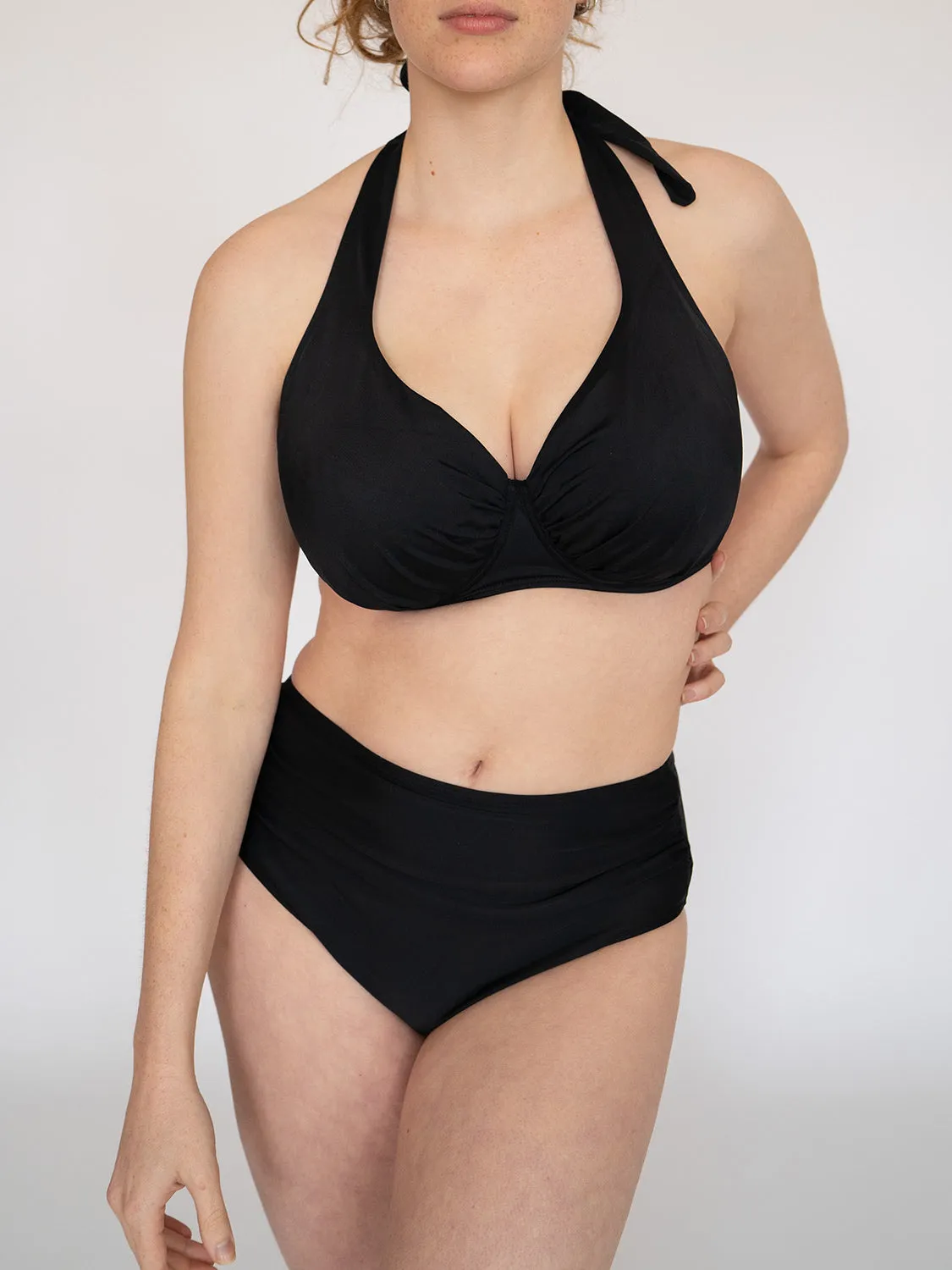 SECRET SUPPORT DD  Halter Neck Bikini Top Black