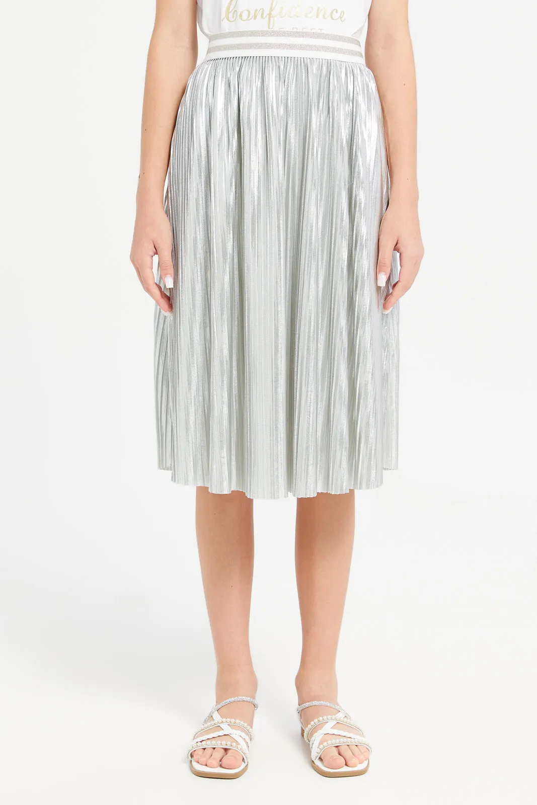 Senior Girls Silver Pleated Skirt