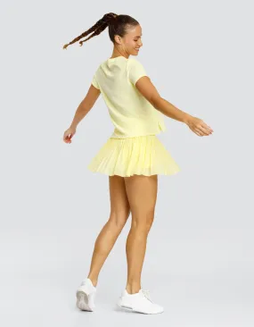 SERAPHINA PLEATED MESH SKIRT WITH INNER SHORT - FRESH LEMON