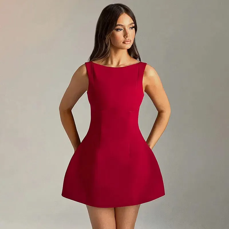 Sexy Slim-fitting Backless Dress Summer Sleeveless Short Dresses