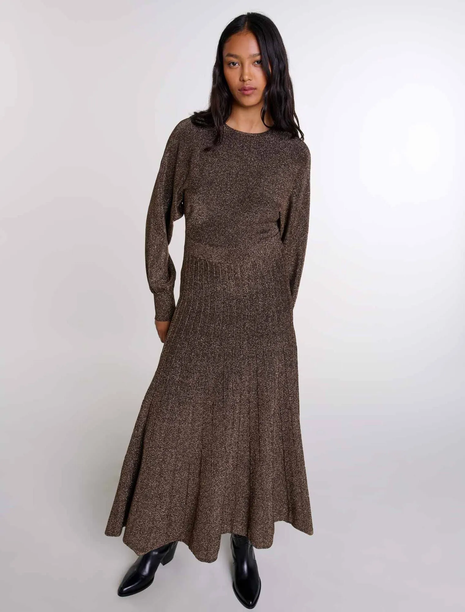 Shiny knit maxi dress