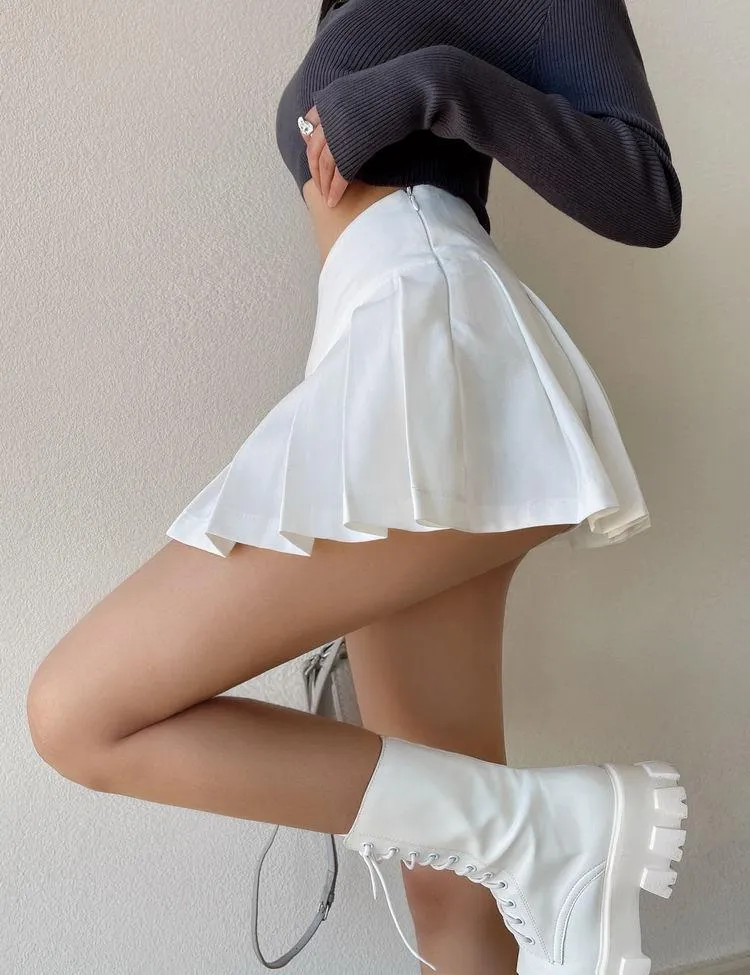 Side Slit College Mini Skirt