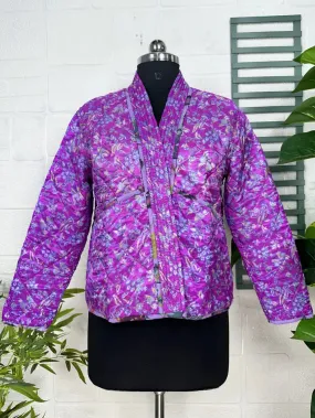 Silk Quilted Reversible Jacket Soft Lightweight Warm Perfect For Fall Winter