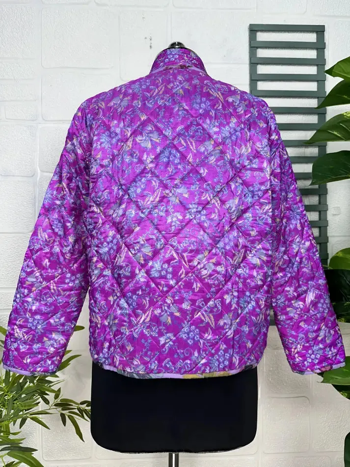 Silk Quilted Reversible Jacket Soft Lightweight Warm Perfect For Fall Winter