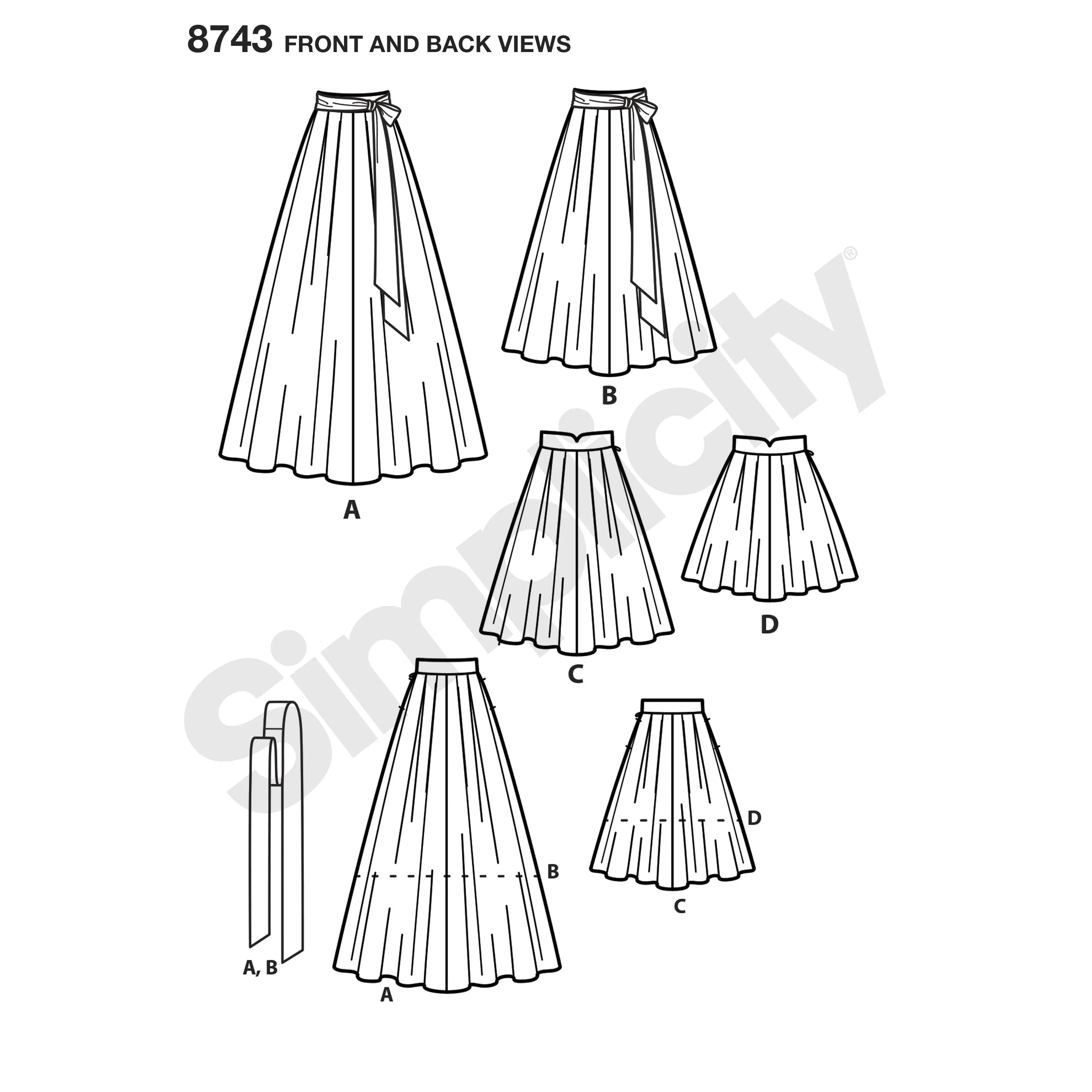 Simplicity Pattern 8743 pleated multi length skirt