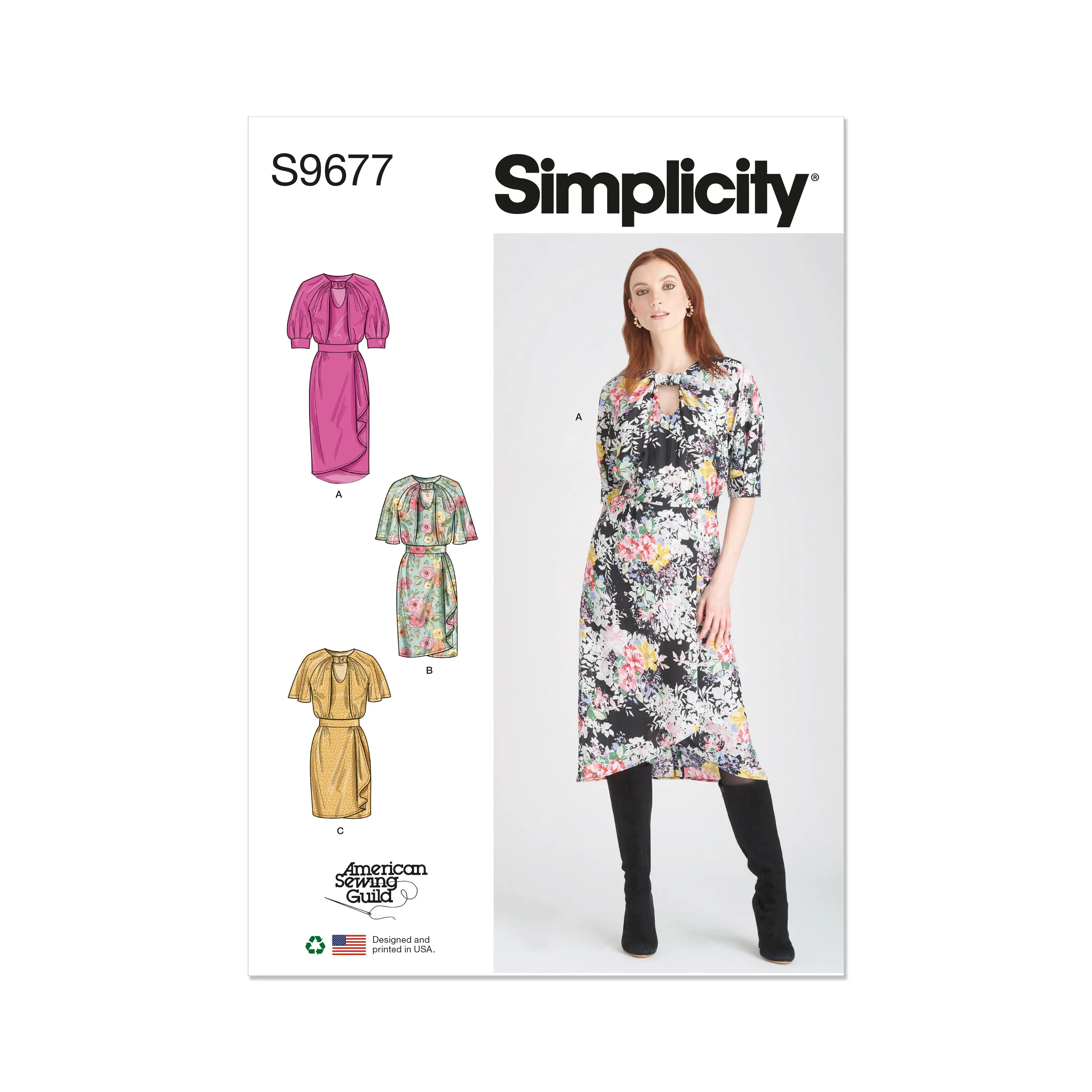 Simplicity pattern 9677 Misses' Dresses with Sleeve and Length Variations