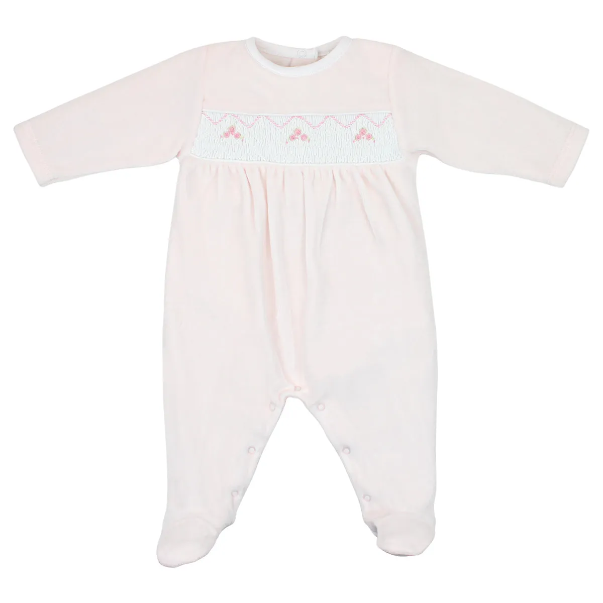 Smock Rosebuds  Footie | Baby Girl