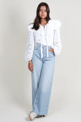 SOFIE THE LABEL | Cotton-Poplin Embroidered Blouse- Off White