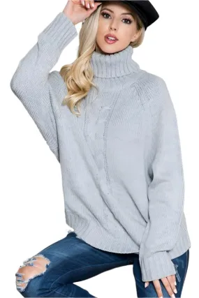 Solid Long Sleeve Turtleneck Sweater