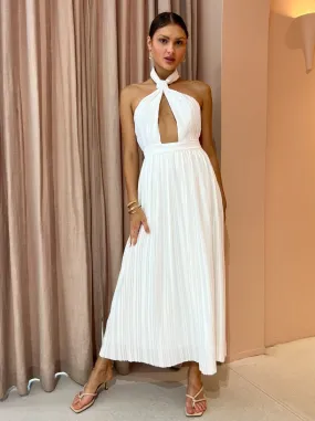 Sonya Sana Pleated Maxi Dress in White