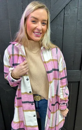 Spring Day Pink Plaid Shacket