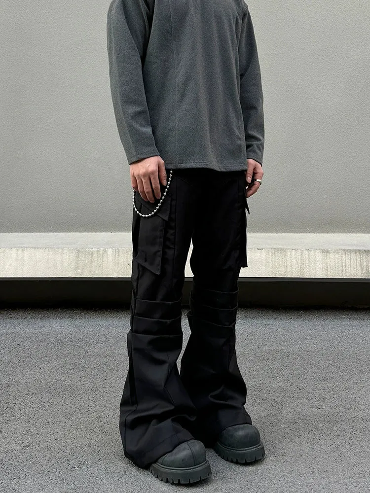 Straight-Leg Pleated Cargo Pants