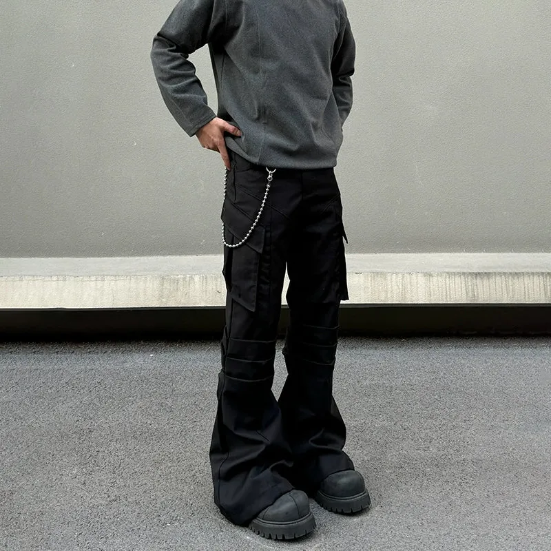 Straight-Leg Pleated Cargo Pants